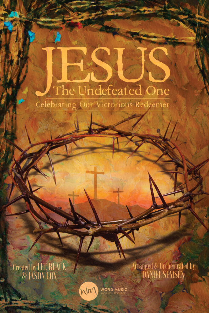 A crown with three crosses in view. A title reads Jesus: The Undefeated One. 